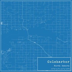 Fototapeta premium Blueprint US city map of Coleharbor, North Dakota.