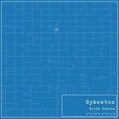 Blueprint US city map of Sykeston, North Dakota.