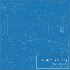 Blueprint US city map of Golden Valley, North Dakota.