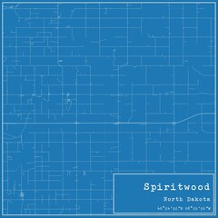 Blueprint US city map of Spiritwood, North Dakota.
