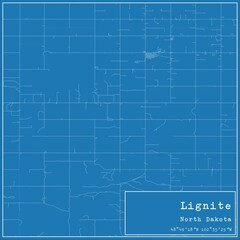 Blueprint US city map of Lignite, North Dakota.