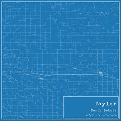 Blueprint US city map of Taylor, North Dakota.