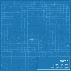 Blueprint US city map of Mott, North Dakota.