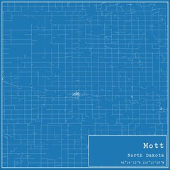 Obraz premium Blueprint US city map of Mott, North Dakota.