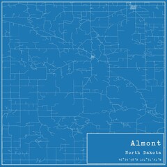 Blueprint US city map of Almont, North Dakota.