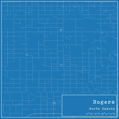 Blueprint US city map of Rogers, North Dakota.