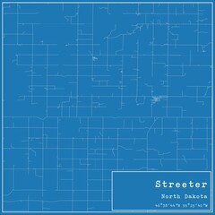 Blueprint US city map of Streeter, North Dakota.
