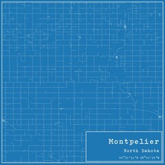 Blueprint US city map of Montpelier, North Dakota.