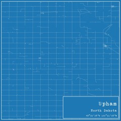 Blueprint US city map of Upham, North Dakota.