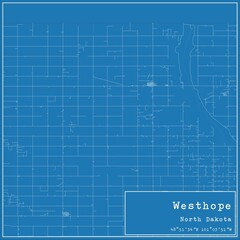 Blueprint US city map of Westhope, North Dakota.