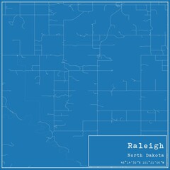 Blueprint US city map of Raleigh, North Dakota.