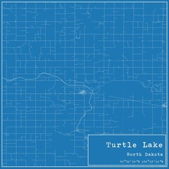 Blueprint US city map of Turtle Lake, North Dakota.