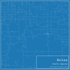 Blueprint US city map of Solen, North Dakota.