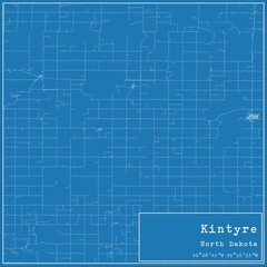 Fototapeta premium Blueprint US city map of Kintyre, North Dakota.