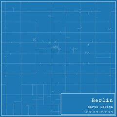 Blueprint US city map of Berlin, North Dakota.