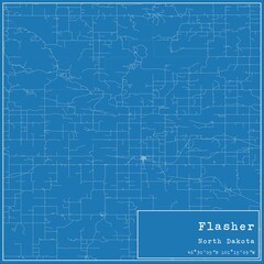 Blueprint US city map of Flasher, North Dakota.