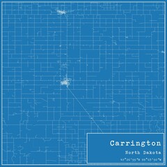 Blueprint US city map of Carrington, North Dakota.