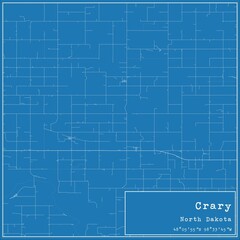 Blueprint US city map of Crary, North Dakota.