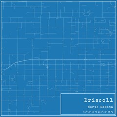 Blueprint US city map of Driscoll, North Dakota.