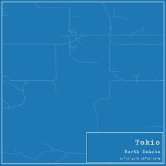 Blueprint US city map of Tokio, North Dakota.
