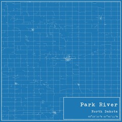 Blueprint US city map of Park River, North Dakota.
