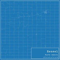 Blueprint US city map of Hensel, North Dakota.