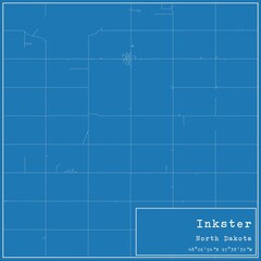 Blueprint US city map of Inkster, North Dakota.