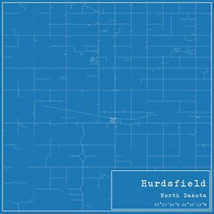 Blueprint US city map of Hurdsfield, North Dakota.
