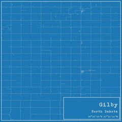Blueprint US city map of Gilby, North Dakota.