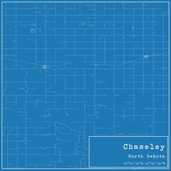 Blueprint US city map of Chaseley, North Dakota.