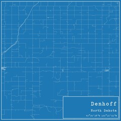 Blueprint US city map of Denhoff, North Dakota.