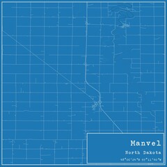Blueprint US city map of Manvel, North Dakota.