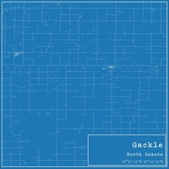 Blueprint US city map of Gackle, North Dakota.
