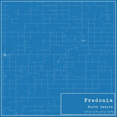 Blueprint US city map of Fredonia, North Dakota.