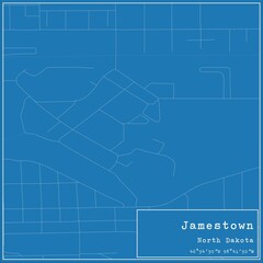 Blueprint US city map of Jamestown, North Dakota.
