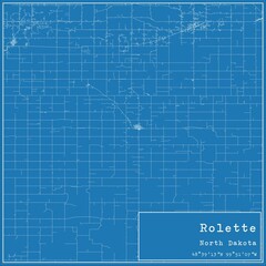 Blueprint US city map of Rolette, North Dakota.