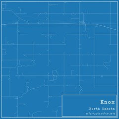 Blueprint US city map of Knox, North Dakota.