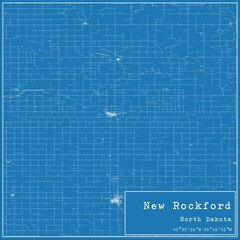 Blueprint US city map of New Rockford, North Dakota.
