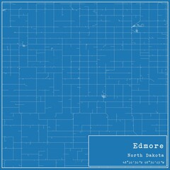 Blueprint US city map of Edmore, North Dakota.