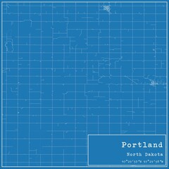 Blueprint US city map of Portland, North Dakota.