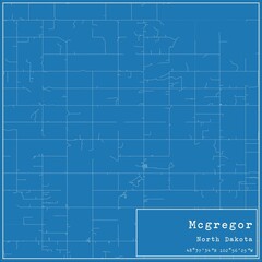 Blueprint US city map of Mcgregor, North Dakota.