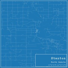 Blueprint US city map of Stanton, North Dakota.