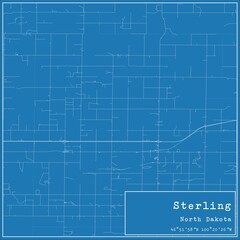 Fototapeta premium Blueprint US city map of Sterling, North Dakota.