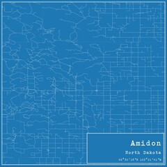Blueprint US city map of Amidon, North Dakota.