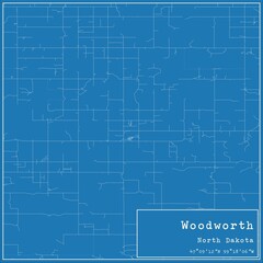 Blueprint US city map of Woodworth, North Dakota.