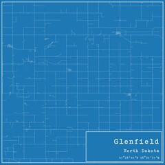 Blueprint US city map of Glenfield, North Dakota.