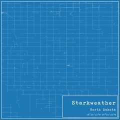 Blueprint US city map of Starkweather, North Dakota.