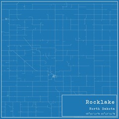 Blueprint US city map of Rocklake, North Dakota.