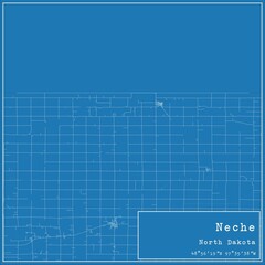 Blueprint US city map of Neche, North Dakota.