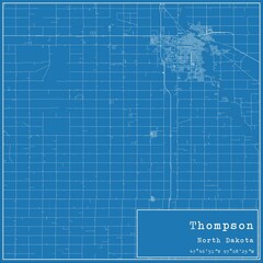 Fototapeta premium Blueprint US city map of Thompson, North Dakota.